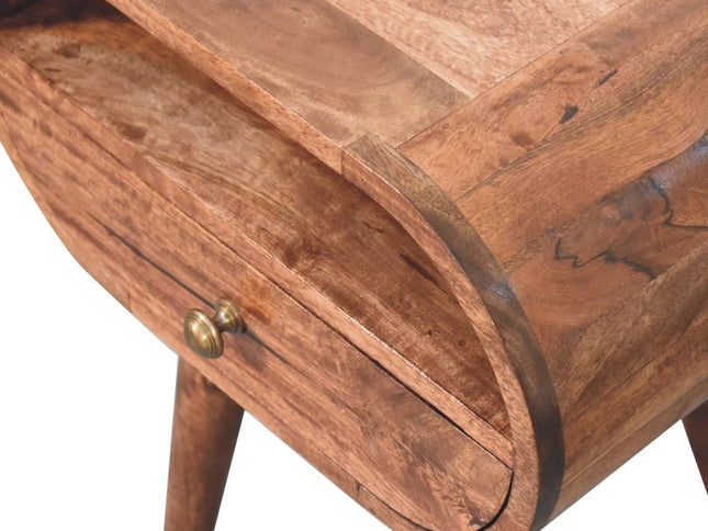 21" Brown Solid Wood Oval One Drawer Nightstand