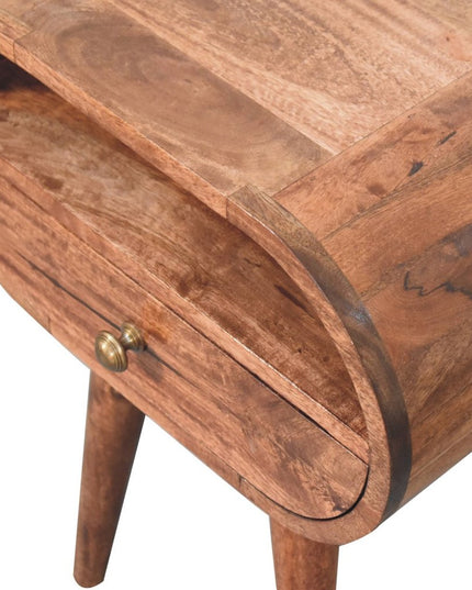 21" Brown Solid Wood Oval One Drawer Nightstand