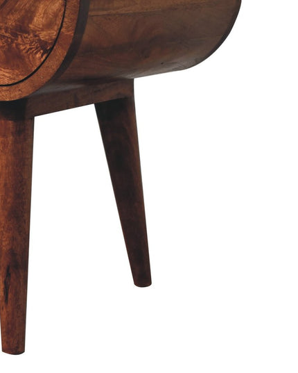 21" Brown Solid Wood Oval One Drawer Nightstand