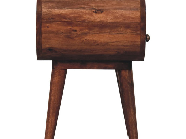 21" Brown Solid Wood Oval One Drawer Nightstand