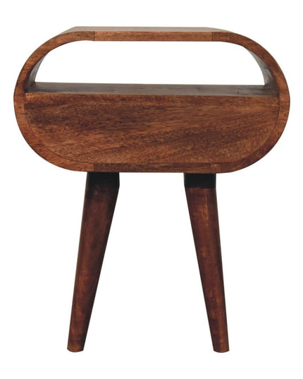 21" Brown Solid Wood Oval One Drawer Nightstand