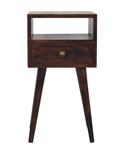 22" Walnut Solid Wood Square One Drawer Nightstand