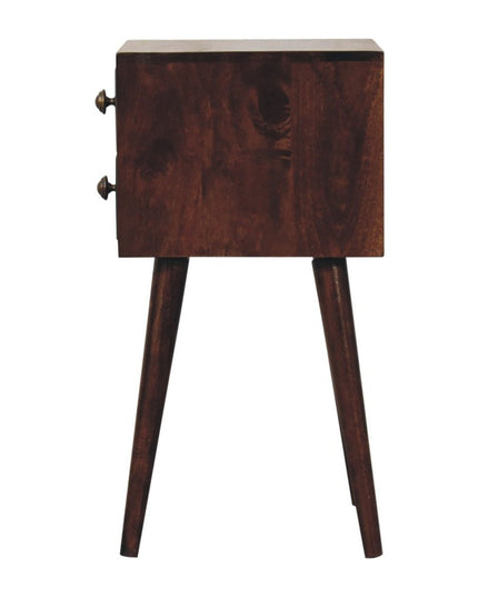 22" Walnut Solid Wood Square Two Drawer Nightstand