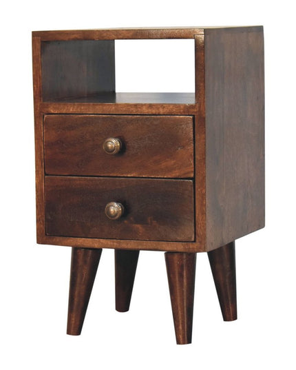 20" Walnut Solid Wood Square Two Drawer Nightstand