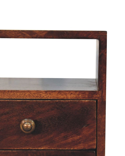 20" Walnut Solid Wood Square Two Drawer Nightstand