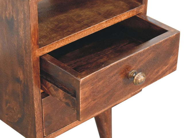 20" Walnut Solid Wood Square Two Drawer Nightstand