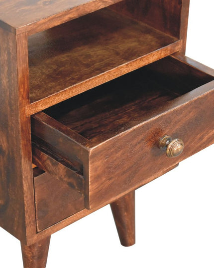 20" Walnut Solid Wood Square Two Drawer Nightstand