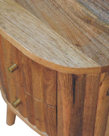 18" Natural Solid Wood Oval Two Drawer Nightstand