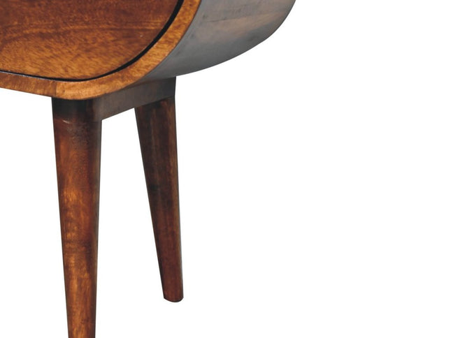 24" Chestnut Solid Wood Oval Two Drawer Nightstand