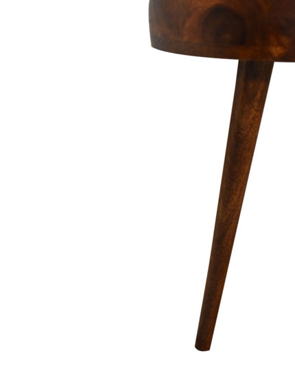 21" Brown Solid Wood Round One Drawer Nightstand