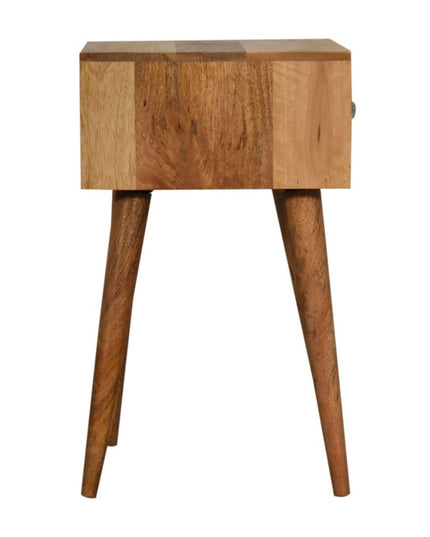 20" Black White And Brown Solid Wood Geometric Bone Inlay One Drawer Nightstand