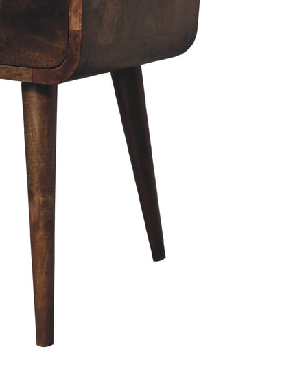 22" Natural Solid Wood Square Distressed Two Drawer Nightstand