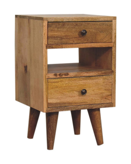 20" Oak Solid Wood Two Drawer Nightstand