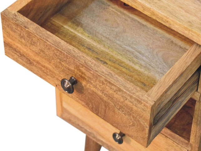 20" Oak Solid Wood Two Drawer Nightstand