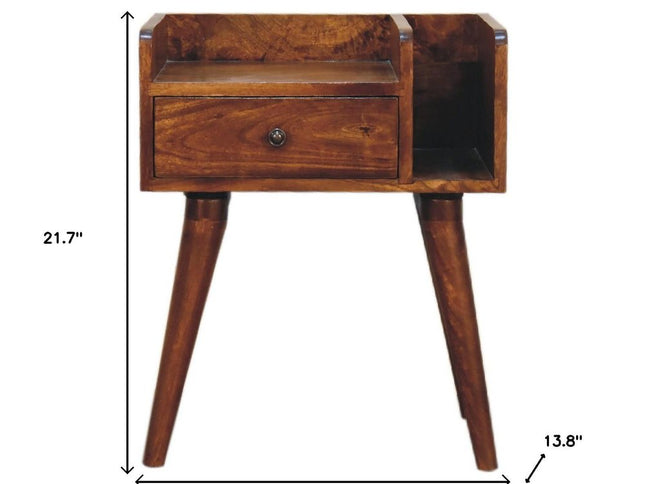 22" Chestnut Solid Wood One Drawer Nightstand