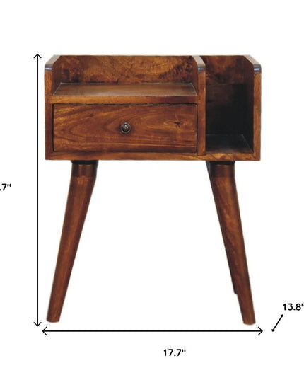 22" Chestnut Solid Wood One Drawer Nightstand