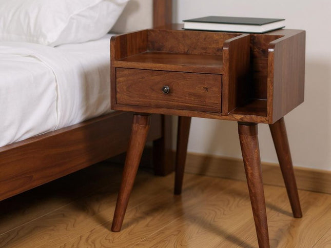 22" Chestnut Solid Wood One Drawer Nightstand