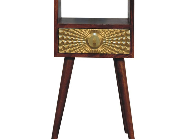 23" Chestnut Solid Wood Square One Drawer Nightstand