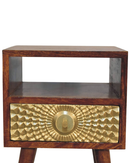 23" Chestnut Solid Wood Square One Drawer Nightstand