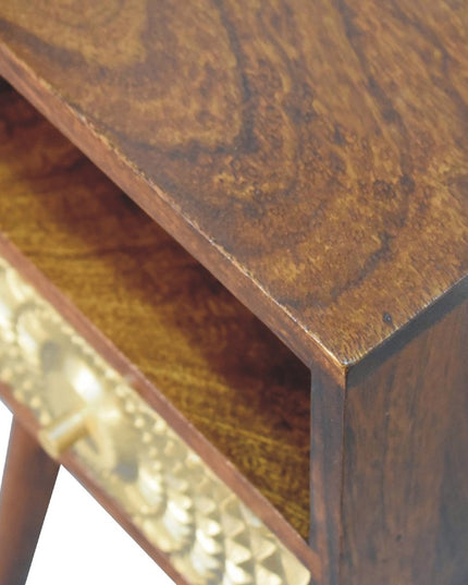 23" Chestnut Solid Wood Square One Drawer Nightstand