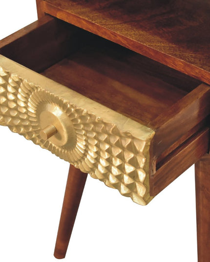 23" Chestnut Solid Wood Square One Drawer Nightstand