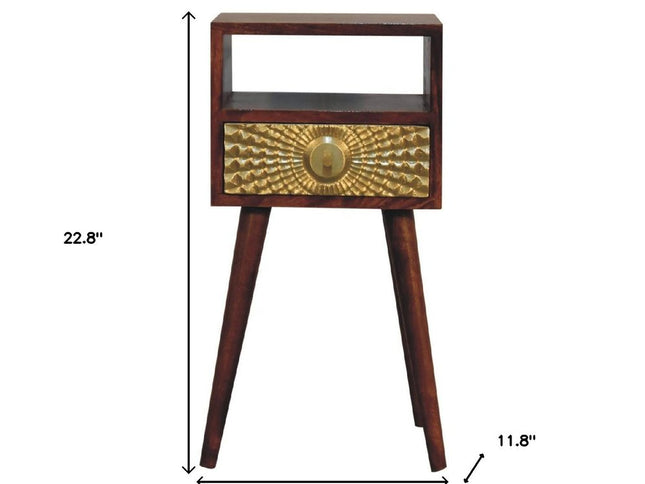 23" Chestnut Solid Wood Square One Drawer Nightstand