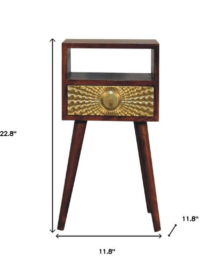 23" Chestnut Solid Wood Square One Drawer Nightstand