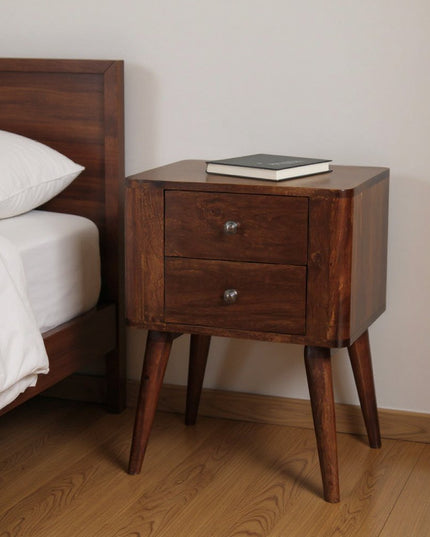 24" Chestnut Solid Wood Square Two Drawer Nightstand