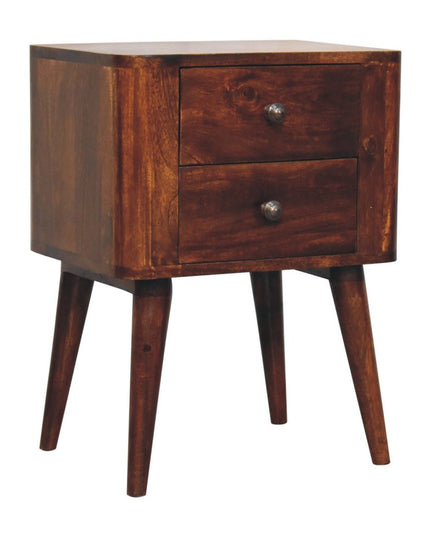 24" Chestnut Solid Wood Square Two Drawer Nightstand