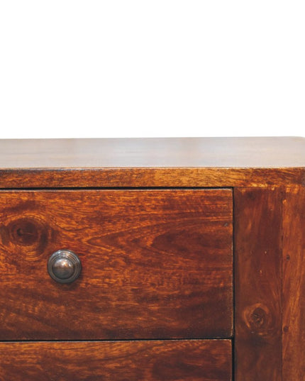 24" Chestnut Solid Wood Square Two Drawer Nightstand