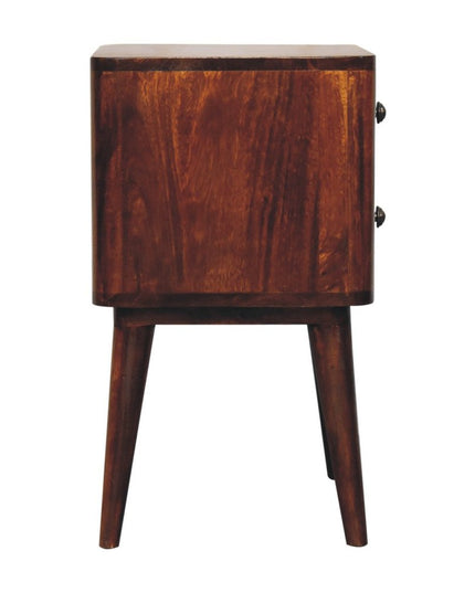 24" Chestnut Solid Wood Square Two Drawer Nightstand