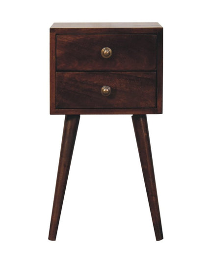 22" Walnut Solid Wood Square Two Drawer Nightstand