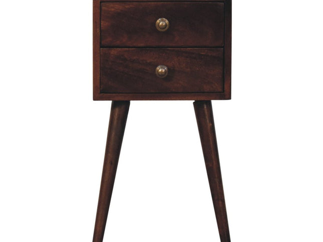 22" Walnut Solid Wood Square Two Drawer Nightstand