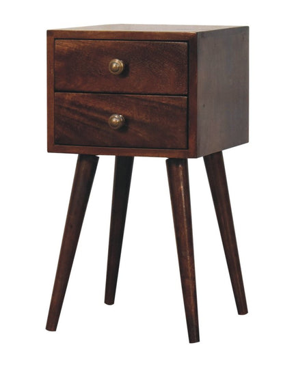 22" Walnut Solid Wood Square Two Drawer Nightstand