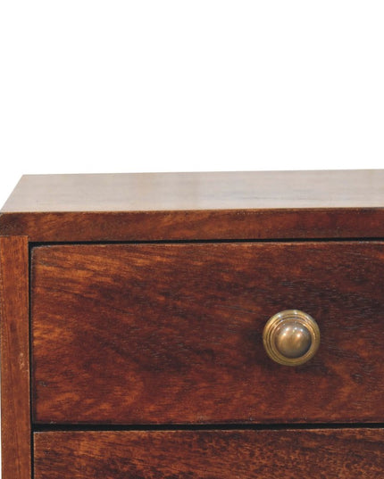 22" Walnut Solid Wood Square Two Drawer Nightstand