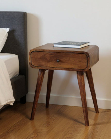 22" Chestnut Solid Wood One Drawer Nightstand