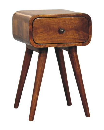 19" Chestnut Solid Wood Square One Drawer Nightstand