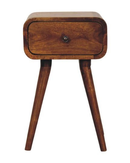 19" Chestnut Solid Wood Square One Drawer Nightstand