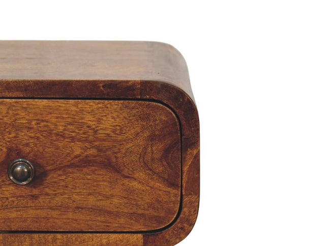 19" Chestnut Solid Wood Square One Drawer Nightstand