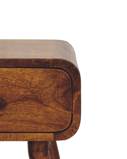 19" Chestnut Solid Wood Square One Drawer Nightstand