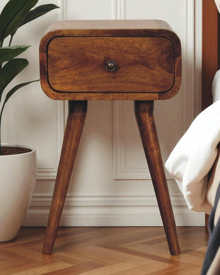 19" Chestnut Solid Wood Square One Drawer Nightstand