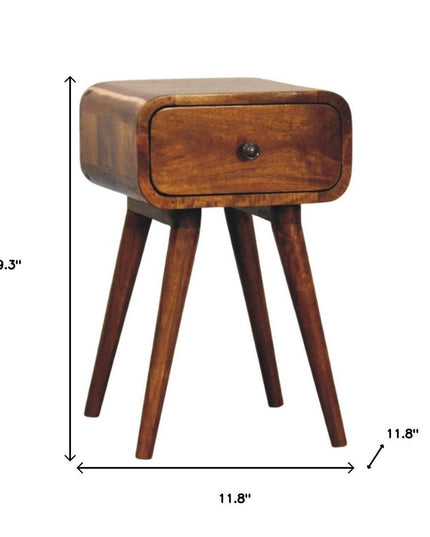 19" Chestnut Solid Wood Square One Drawer Nightstand