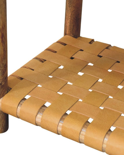 20" Light Brown Solid Wood One Drawer Nightstand With Leather Shelf