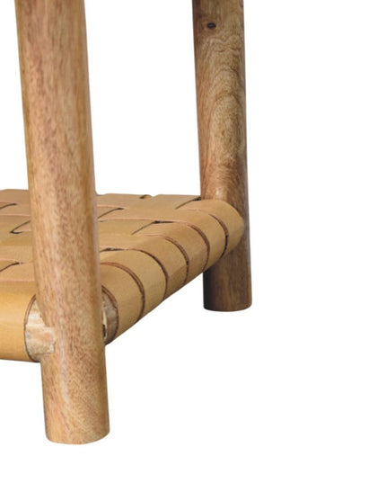 20" Light Brown Solid Wood One Drawer Nightstand With Leather Shelf