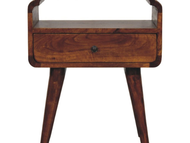 22" Chestnut Solid Wood Oval One Drawer Nightstand