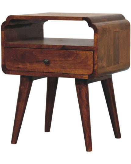 22" Chestnut Solid Wood Oval One Drawer Nightstand