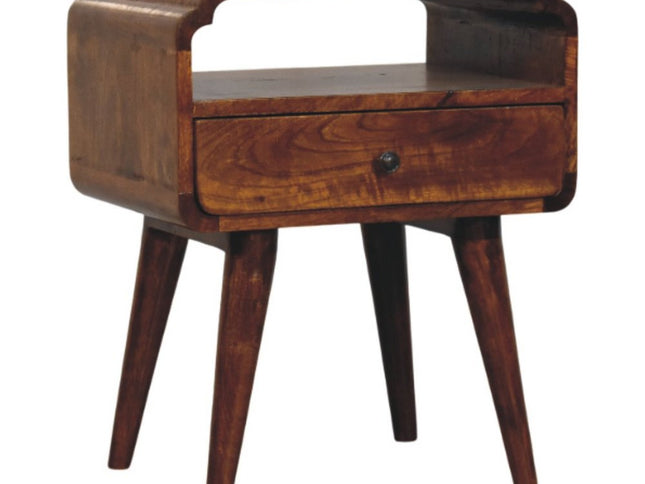 22" Chestnut Solid Wood Oval One Drawer Nightstand