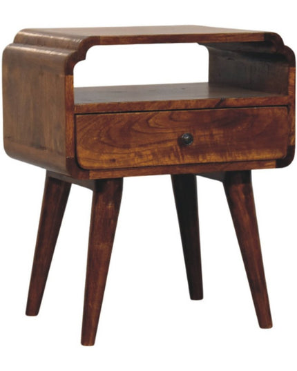 22" Chestnut Solid Wood Oval One Drawer Nightstand