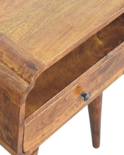 22" Chestnut Solid Wood Oval One Drawer Nightstand