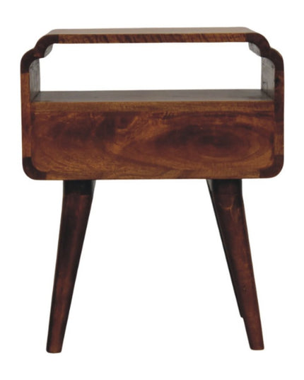 22" Chestnut Solid Wood Oval One Drawer Nightstand